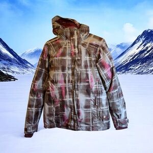 Columbia Womens Size S Plaid Interchange Jacket With Hood Maroon Gray